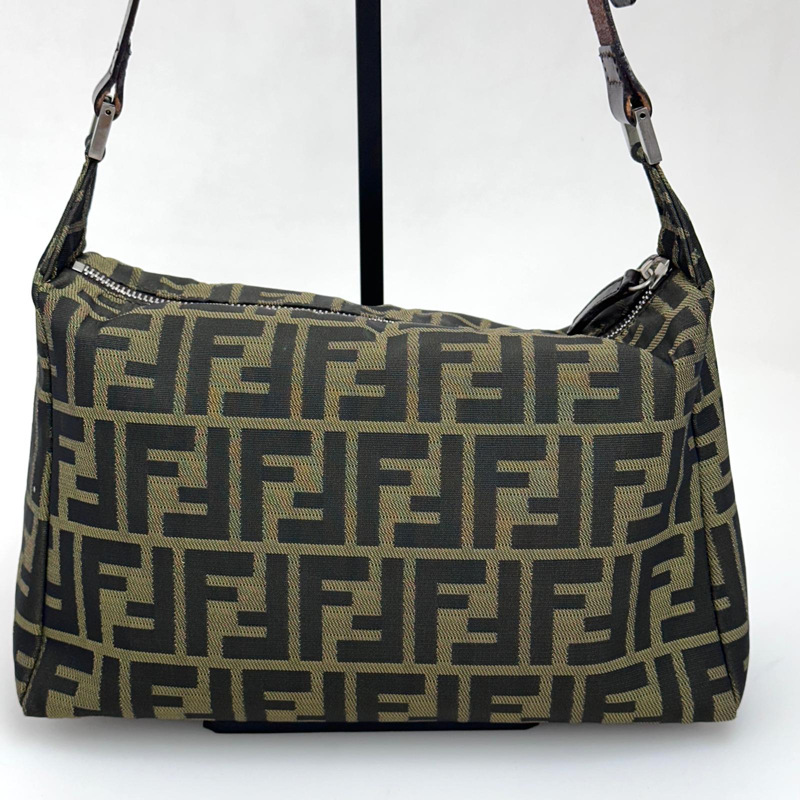 Fendi Borsa Vintage Zucca FF in Tessuto Jacquard Marrone