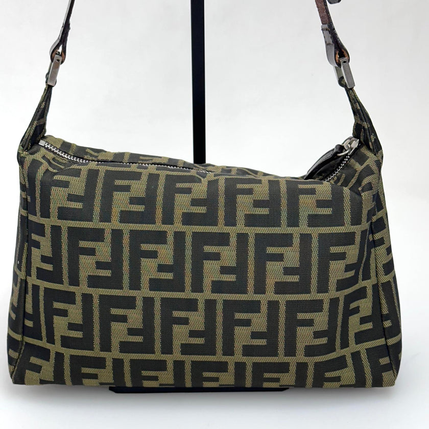 Fendi Borsa Vintage Zucca FF in Tessuto Jacquard Marrone