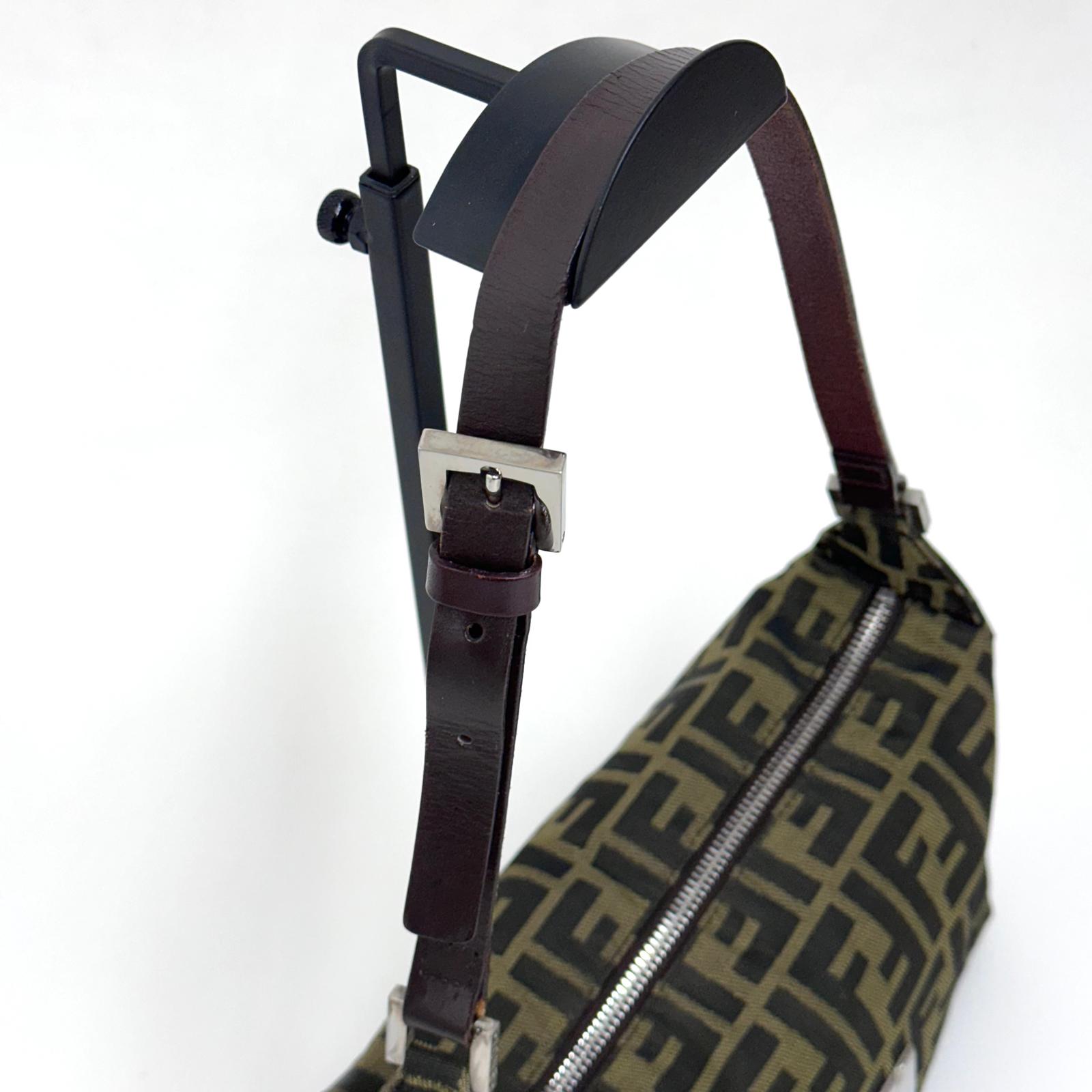 Fendi Borsa Vintage Zucca FF in Tessuto Jacquard Marrone