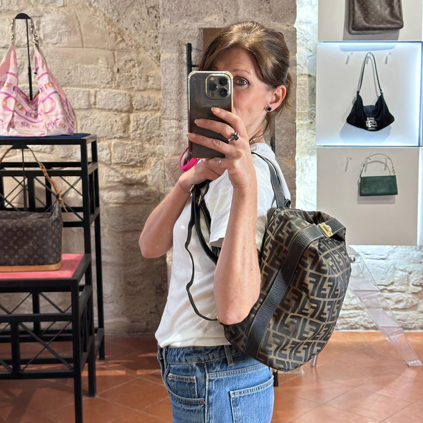 Fendi Borsa Zaino Vintage Zucca FF Marrone