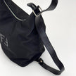 Fendi Borsa/Zaino in nylon nero con logo FF embossed