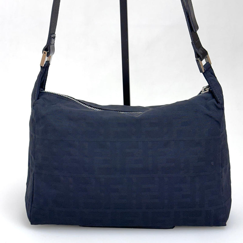 Fendi Borsa a Spalla FF Zucca in Nylon Nero
