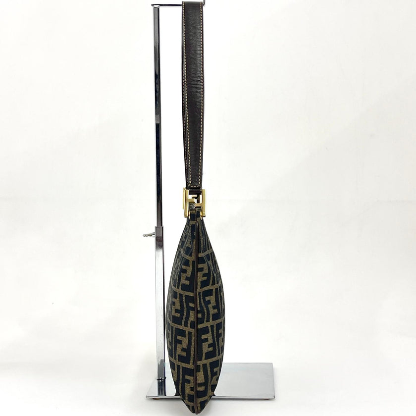 Fendi Borsa a Spalla Vintage in Tessuto Zucca Marrone