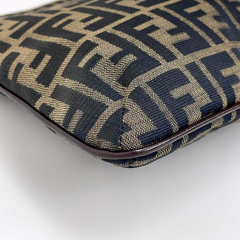 Fendi Borsa a Spalla Vintage in Tessuto Zucca Marrone