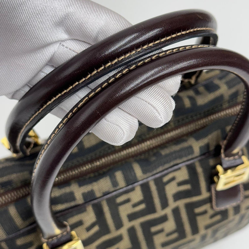 Fendi Borsa a mano e tracolla Zucca Canvas marrone vintage