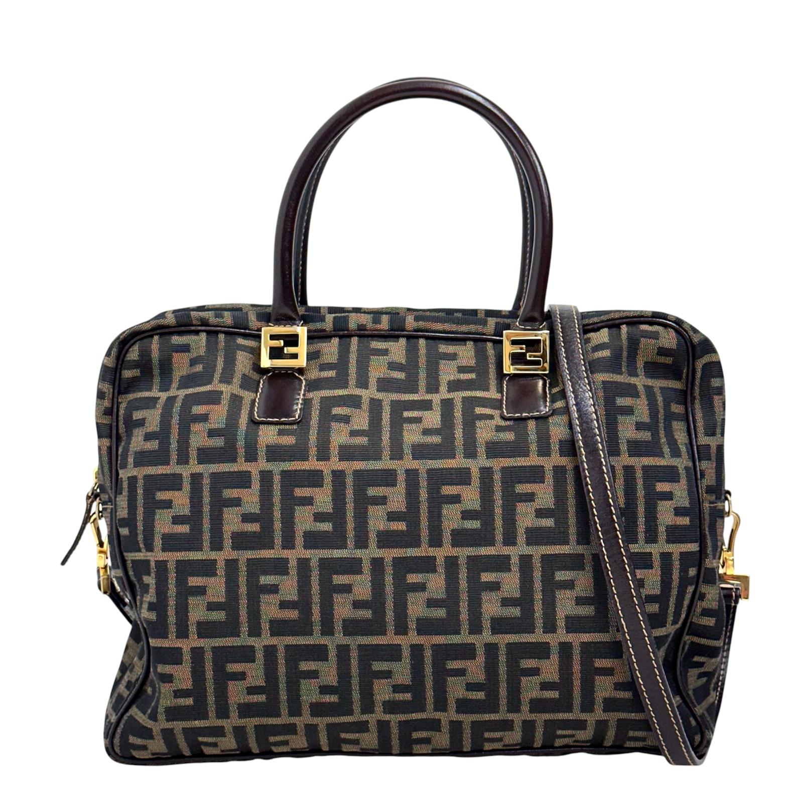 Fendi Borsa a mano e tracolla Zucca Canvas marrone vintage