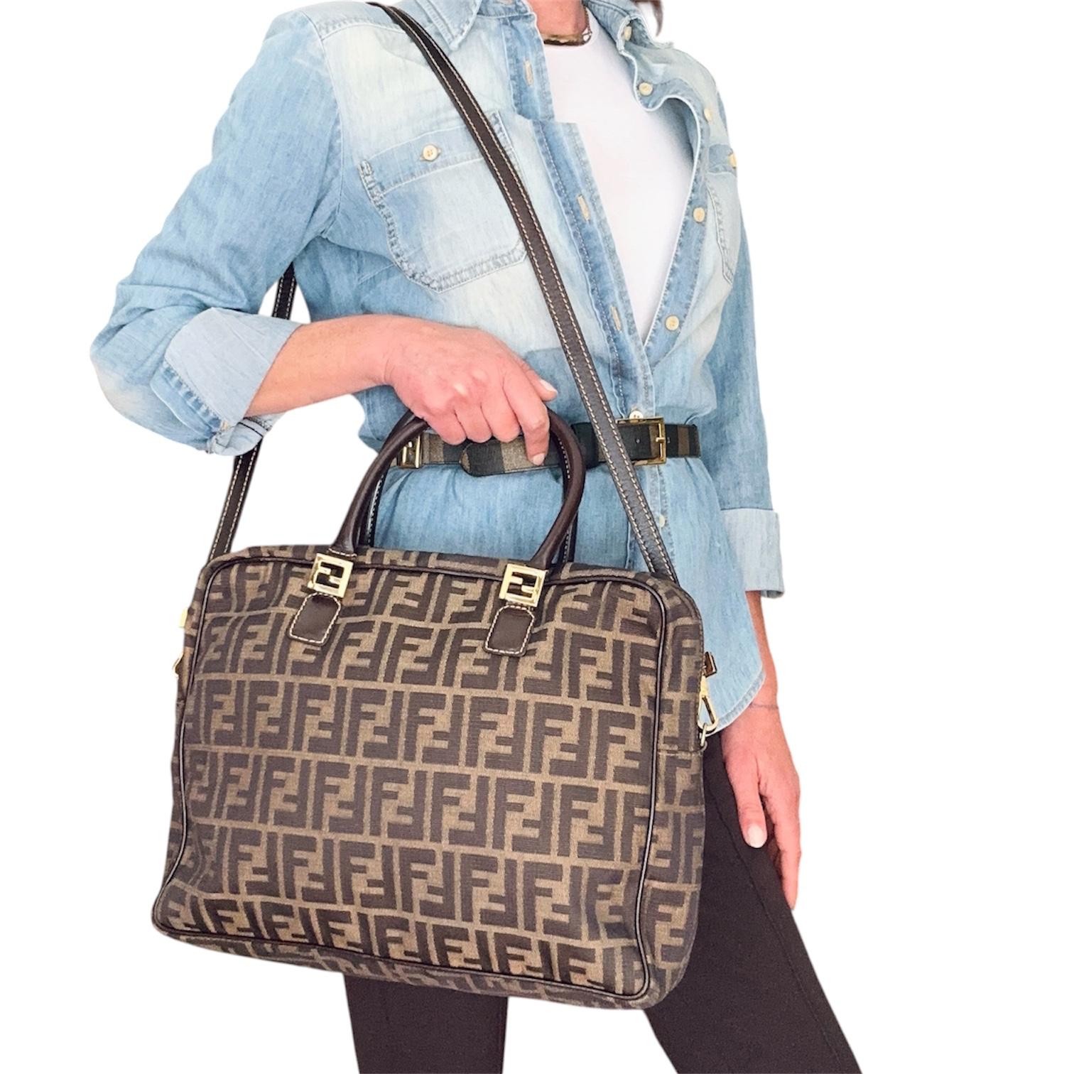 Fendi Borsa a mano e tracolla Zucca Canvas marrone vintage
