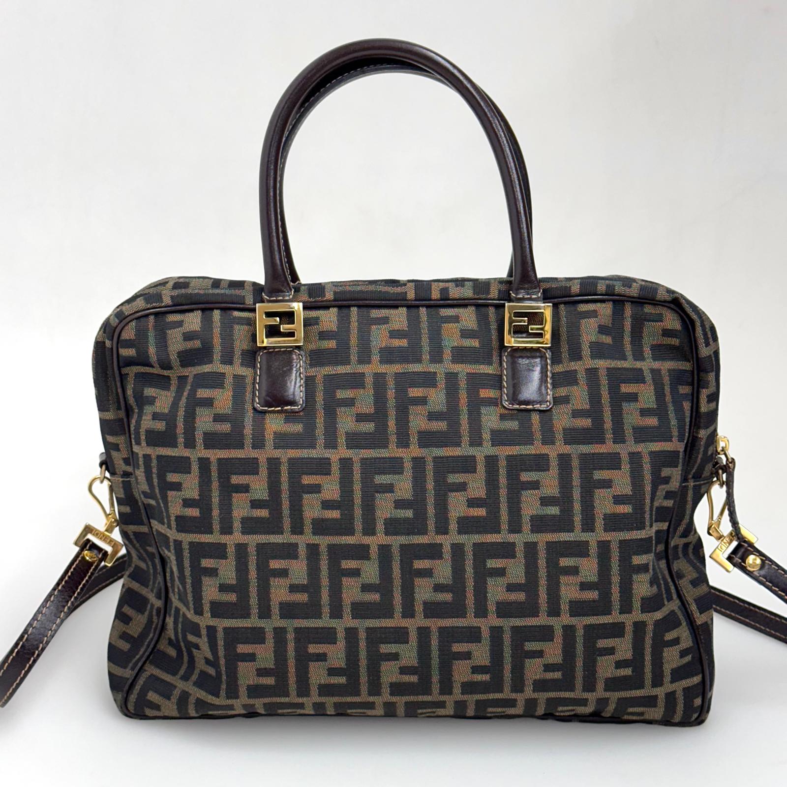 Fendi Borsa a mano e tracolla Zucca Canvas marrone vintage