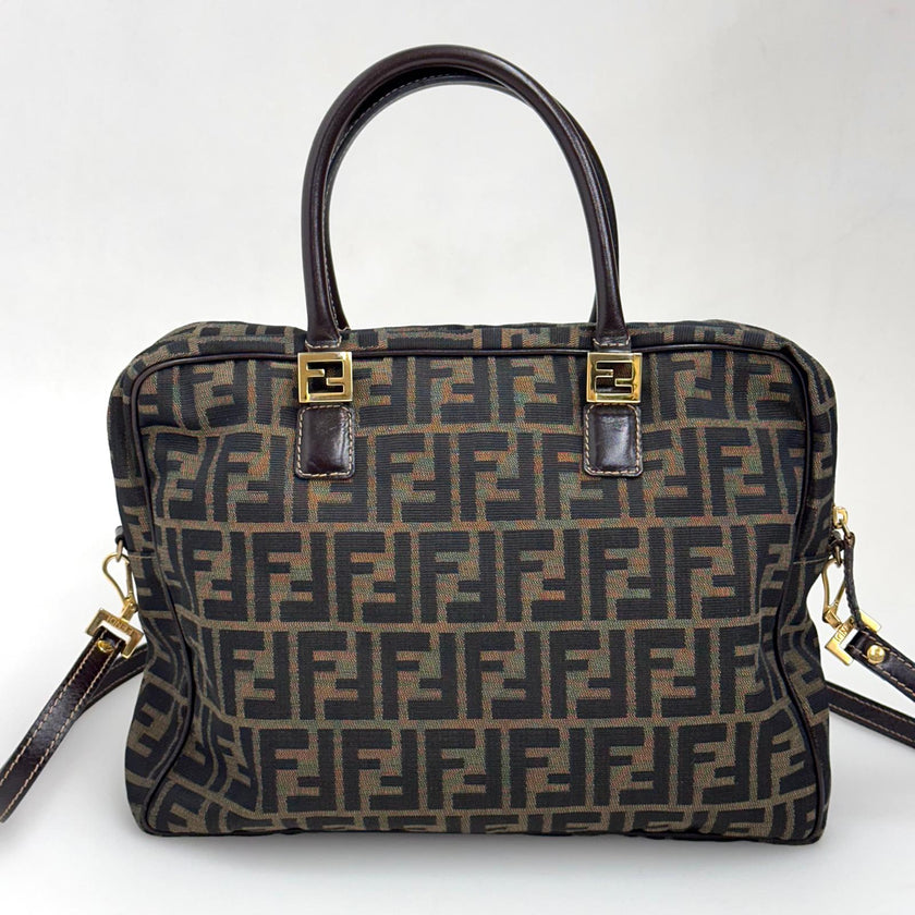 Fendi Borsa a mano e tracolla Zucca Canvas marrone vintage