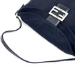 Fendi Borsa a spalla Baguette in jersey nero con logo FF in metallo