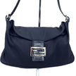 Fendi Borsa a spalla Baguette in jersey nero con logo FF in metallo