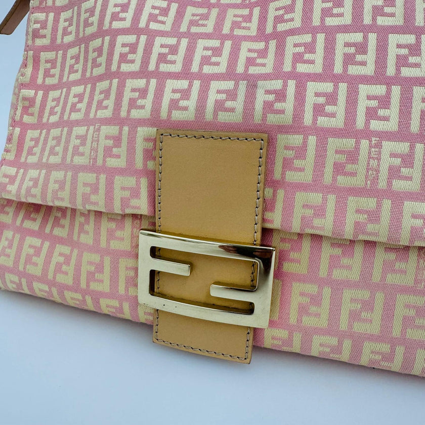 Fendi Borsa a spalla Mama Baguette Zucchino Rosa