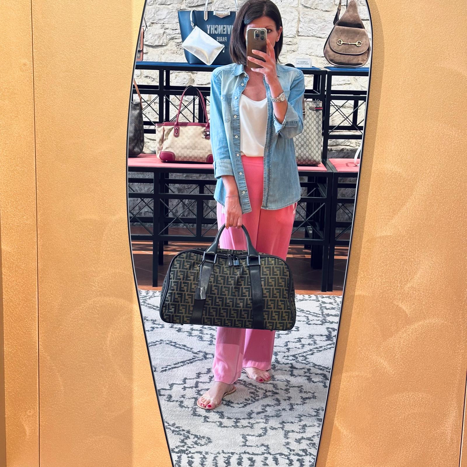 Fendi Borsa da viaggio a mano FF Zucca in tela e pelle