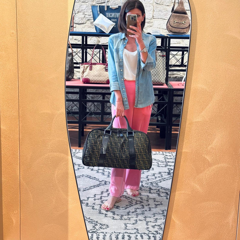 Fendi Borsa da viaggio a mano FF Zucca in tela e pelle