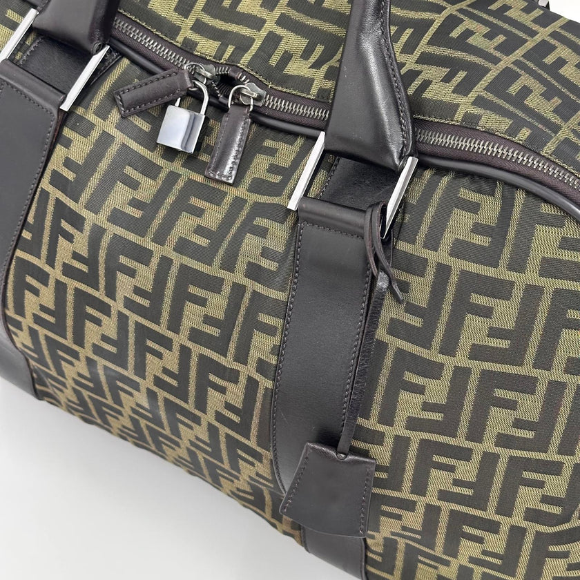 Fendi Borsa da viaggio a mano FF Zucca in tela e pelle