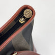 Fendi Borsa in tela rigata Pequin con finiture in pelle marrone