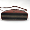 Fendi Borsa in tela rigata Pequin con finiture in pelle marrone