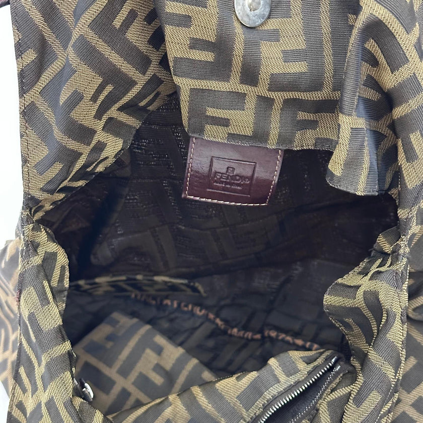 Fendi Borsa shopper a spalla in tela Zucca FF