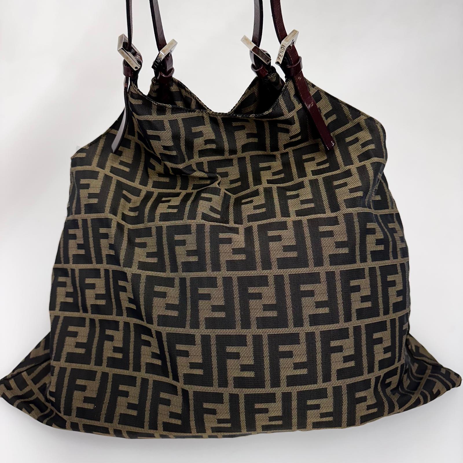 Fendi Borsa shopper a spalla in tela Zucca FF