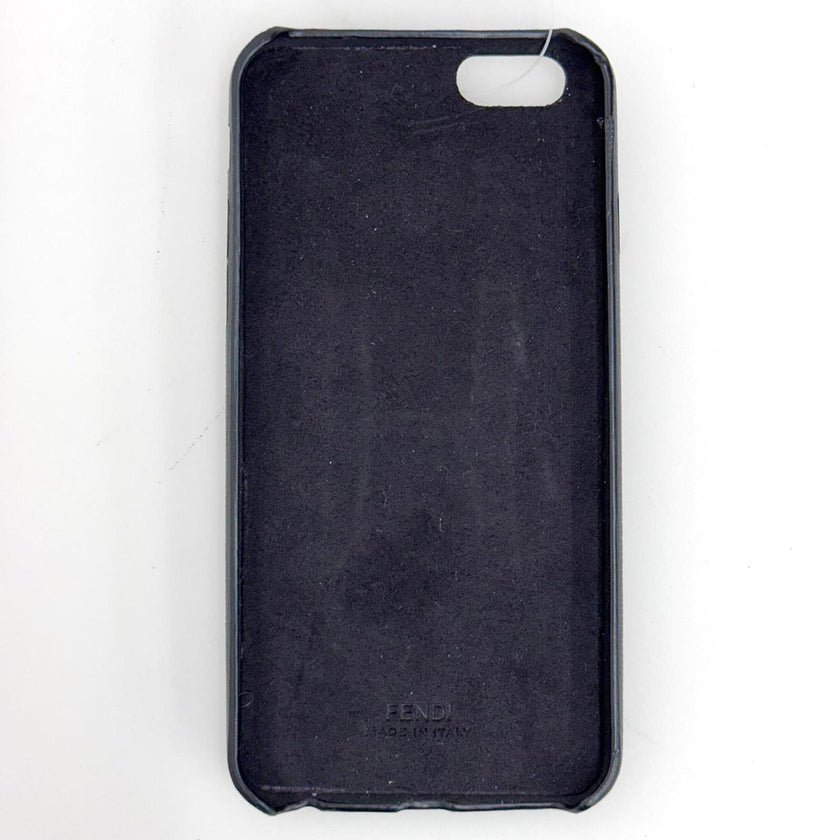 Fendi Cover iPhone 6/6s/7 in pelle nera con applicazione mink rossa