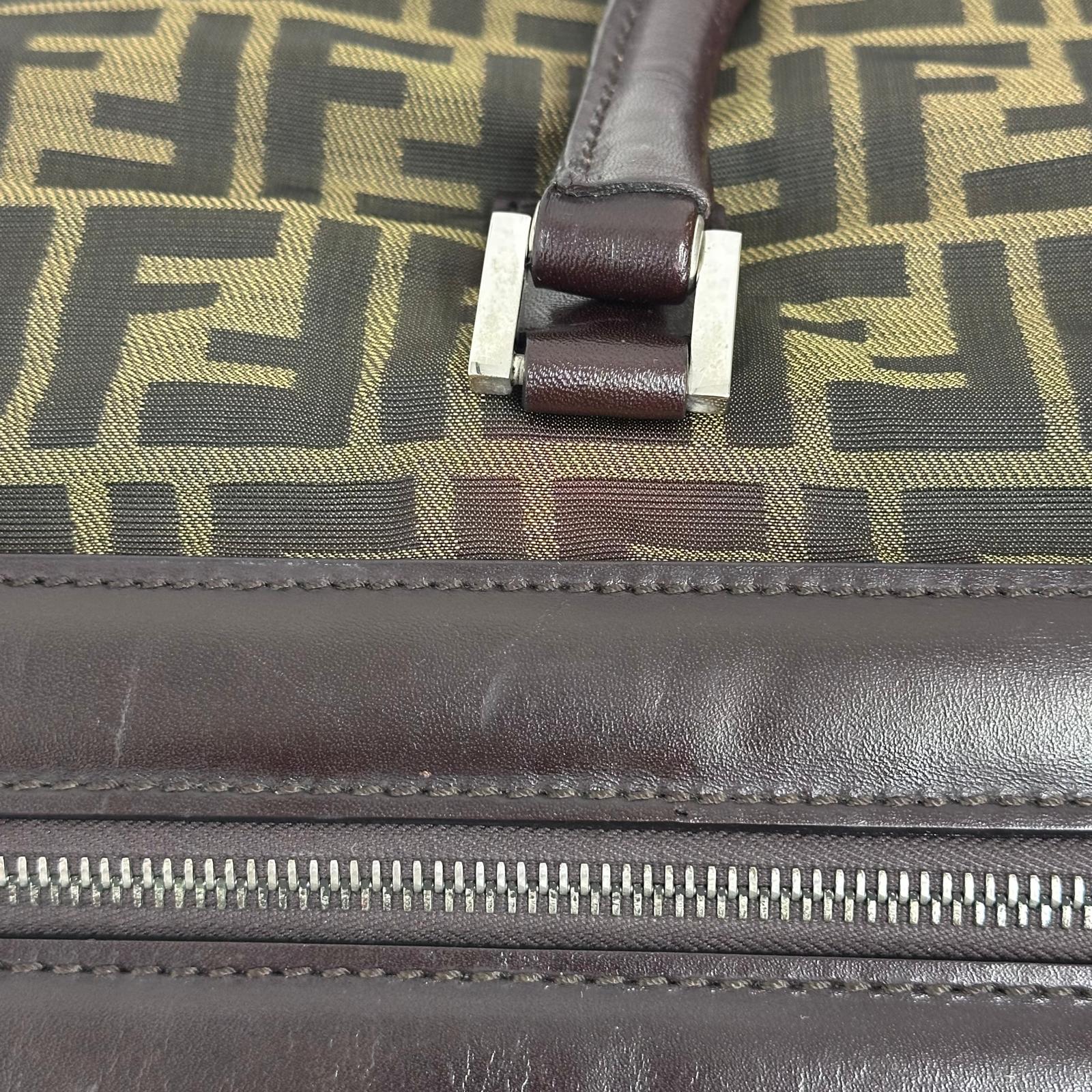 Fendi Trolley Vintage Zucca FF in tela marrone e pelle