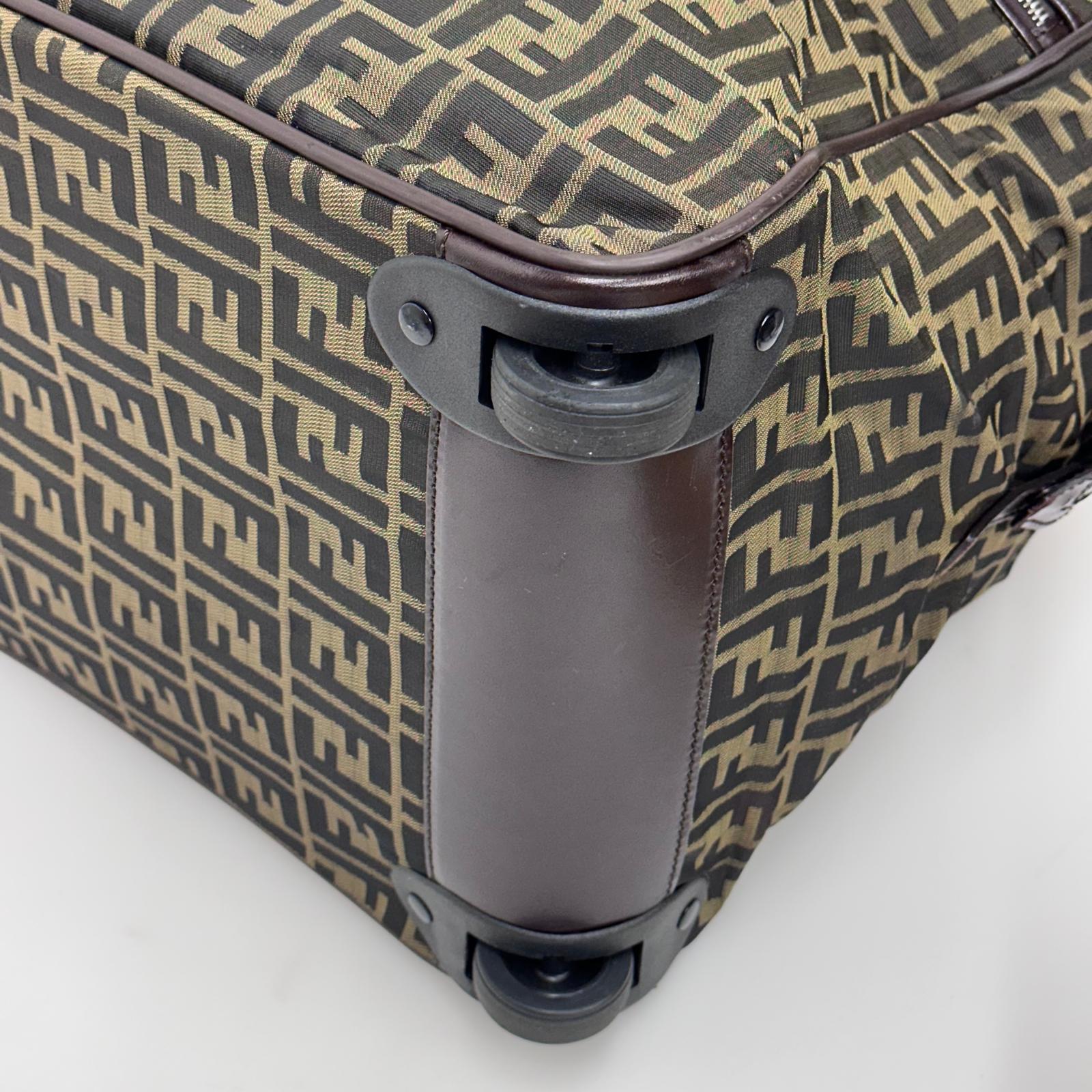 Fendi Trolley Vintage Zucca FF in tela marrone e pelle