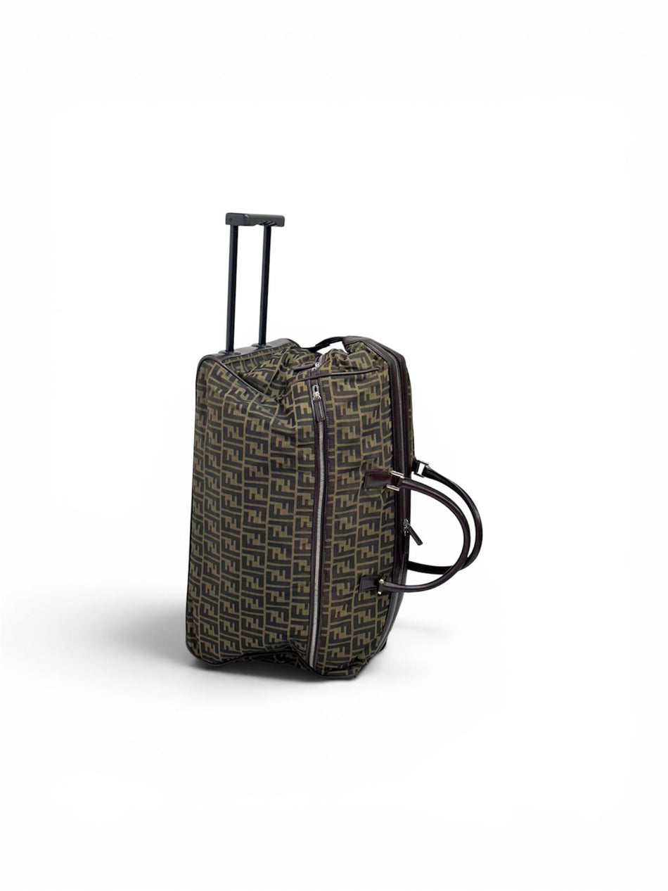 Fendi Trolley Vintage Zucca FF in tela marrone e pelle