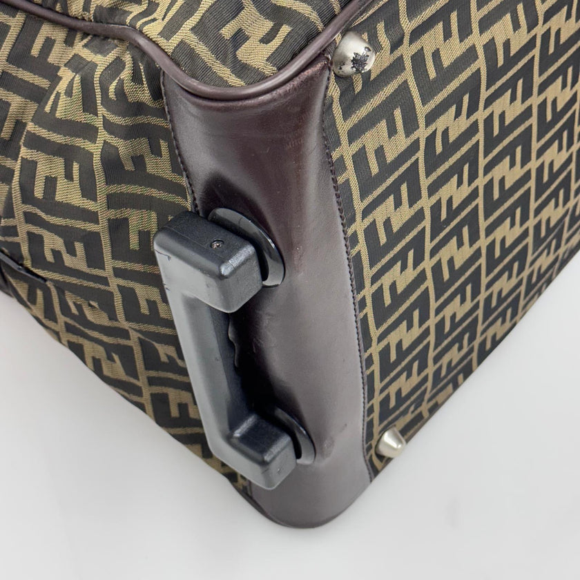 Fendi Trolley Vintage Zucca FF in tela marrone e pelle