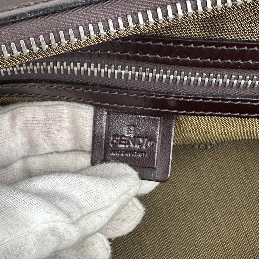 Fendi Trolley Vintage Zucca FF in tela marrone e pelle