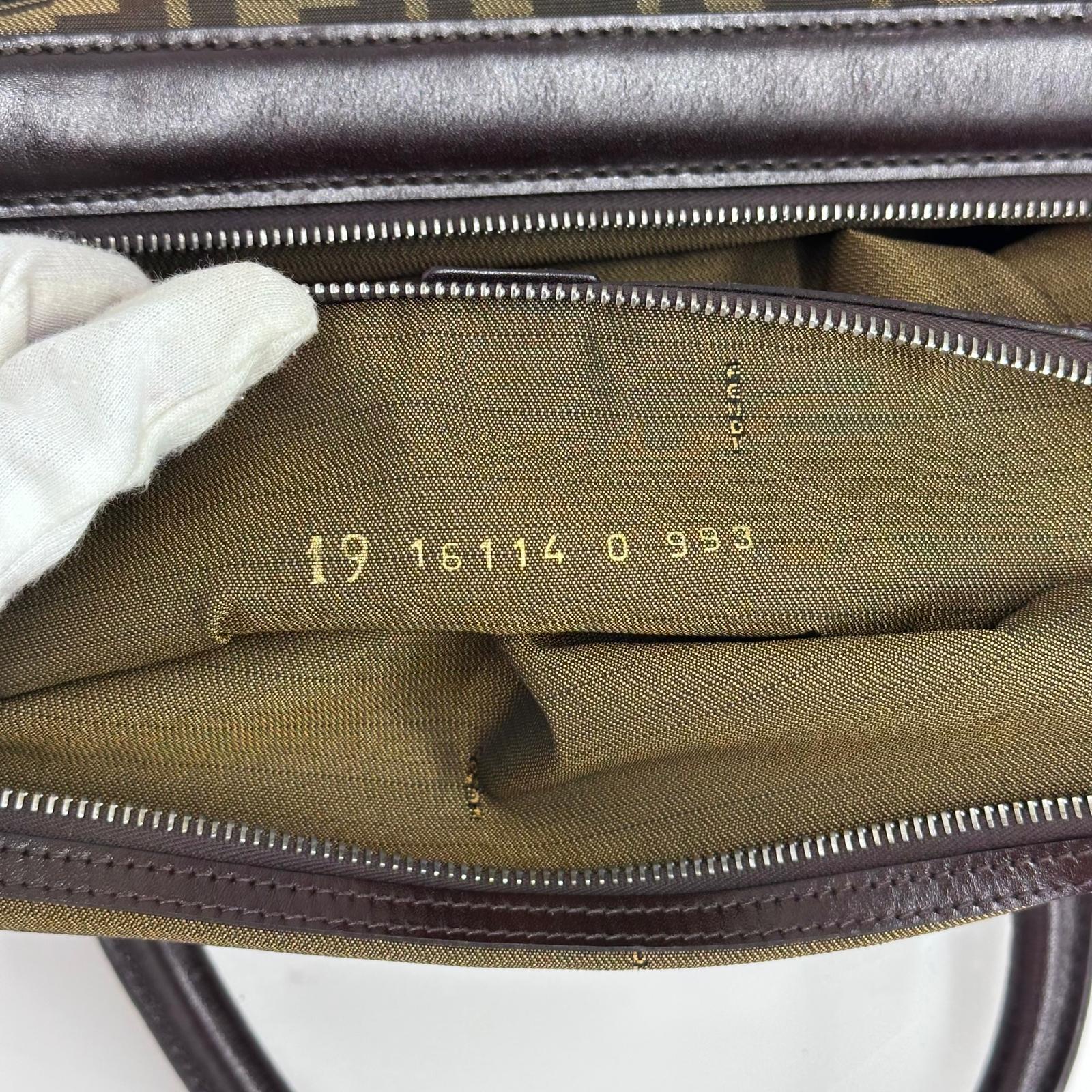 Fendi Trolley Vintage Zucca FF in tela marrone e pelle