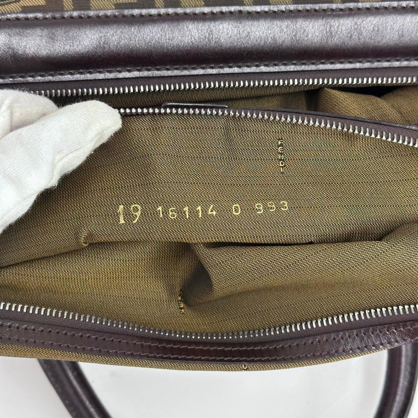 Fendi Trolley Vintage Zucca FF in tela marrone e pelle