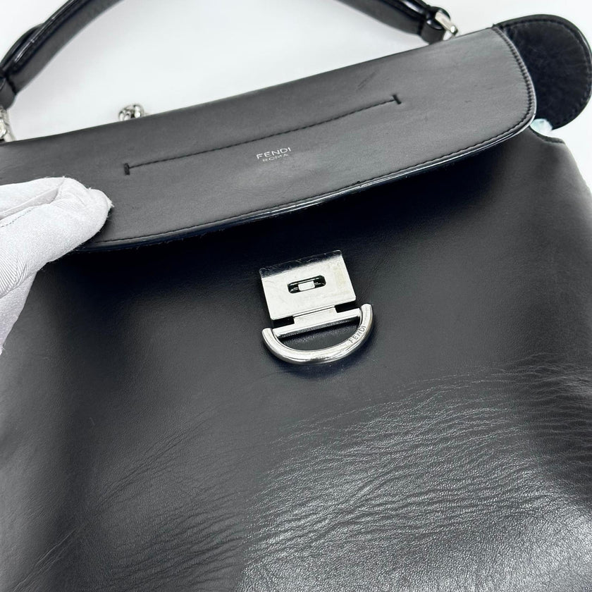 Fendi Zaino Back to School in pelle nera a 3 Vie