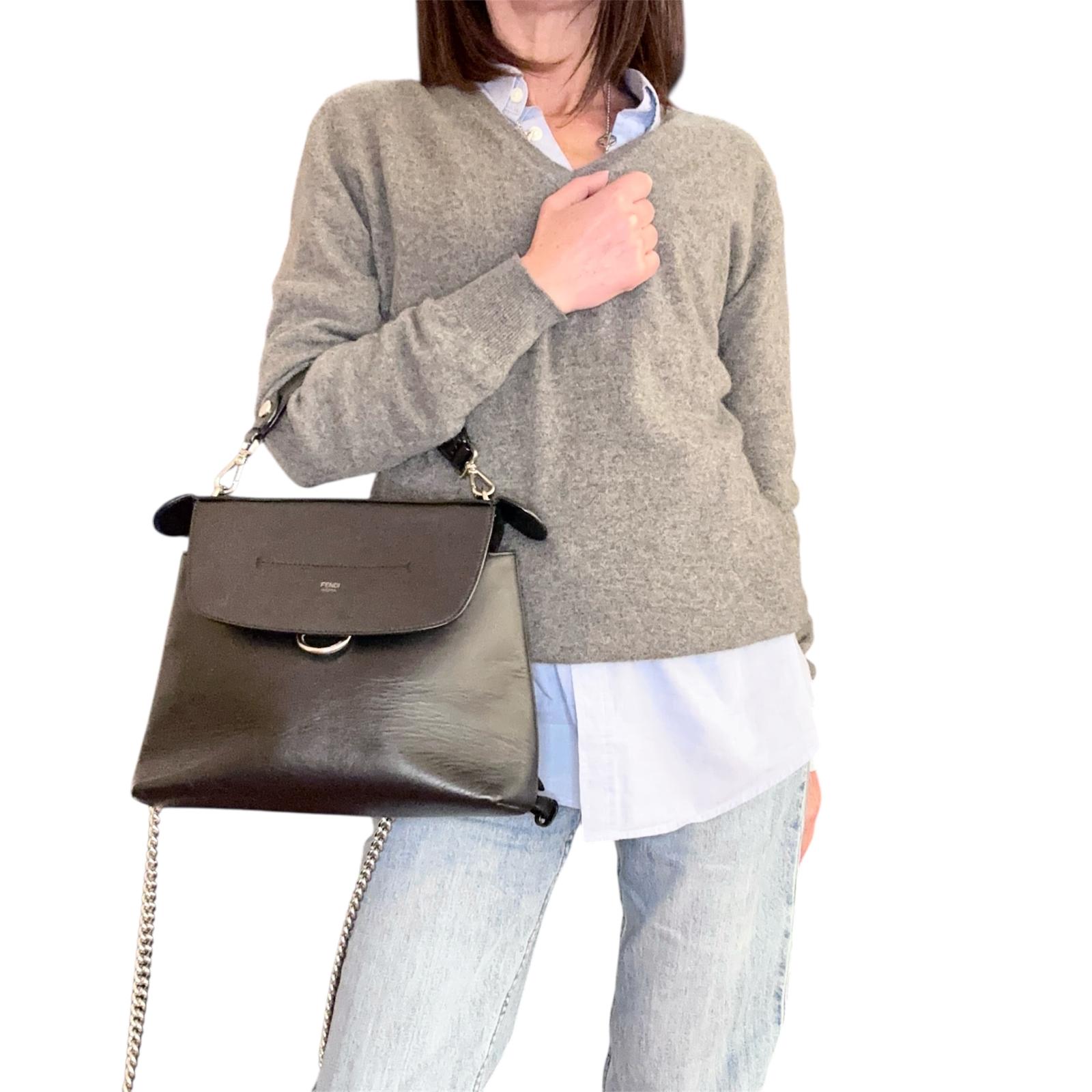 Fendi Zaino Back to School in pelle nera a 3 Vie