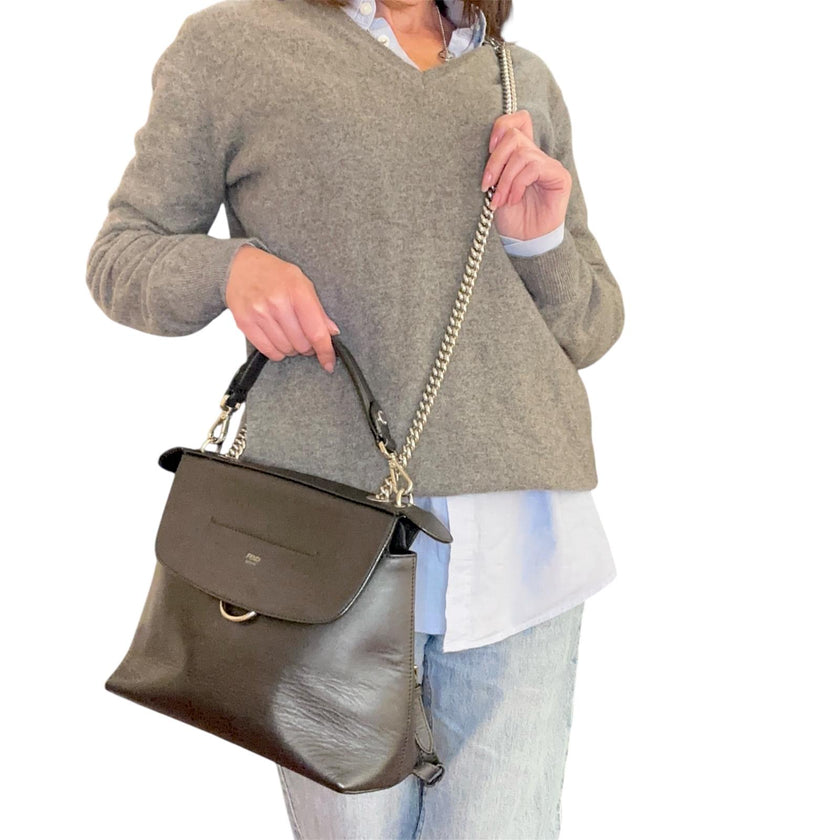 Fendi Zaino Back to School in pelle nera a 3 Vie