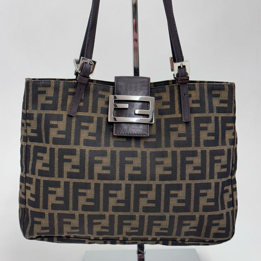 Fendi Zucchino Borsa a spalla Mama Baguette Marrone