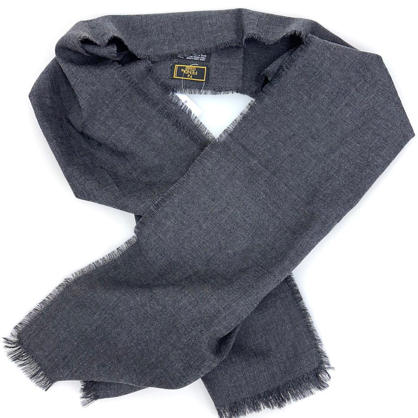 Fendi sciarpa in lana grigia con motivo FF tono su tono