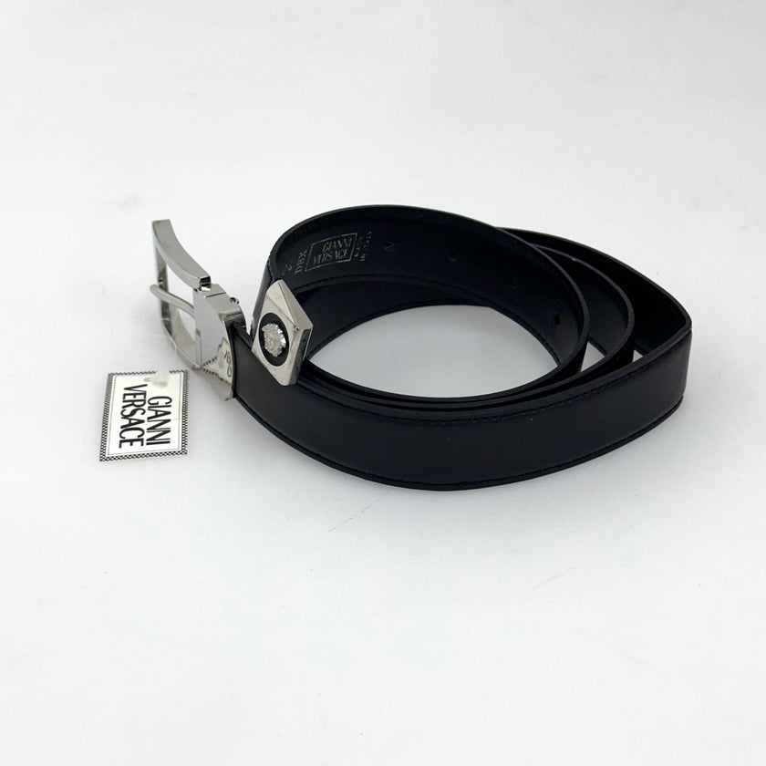 Gianni Versace Cintura in pelle nera Medusa Mis. 100