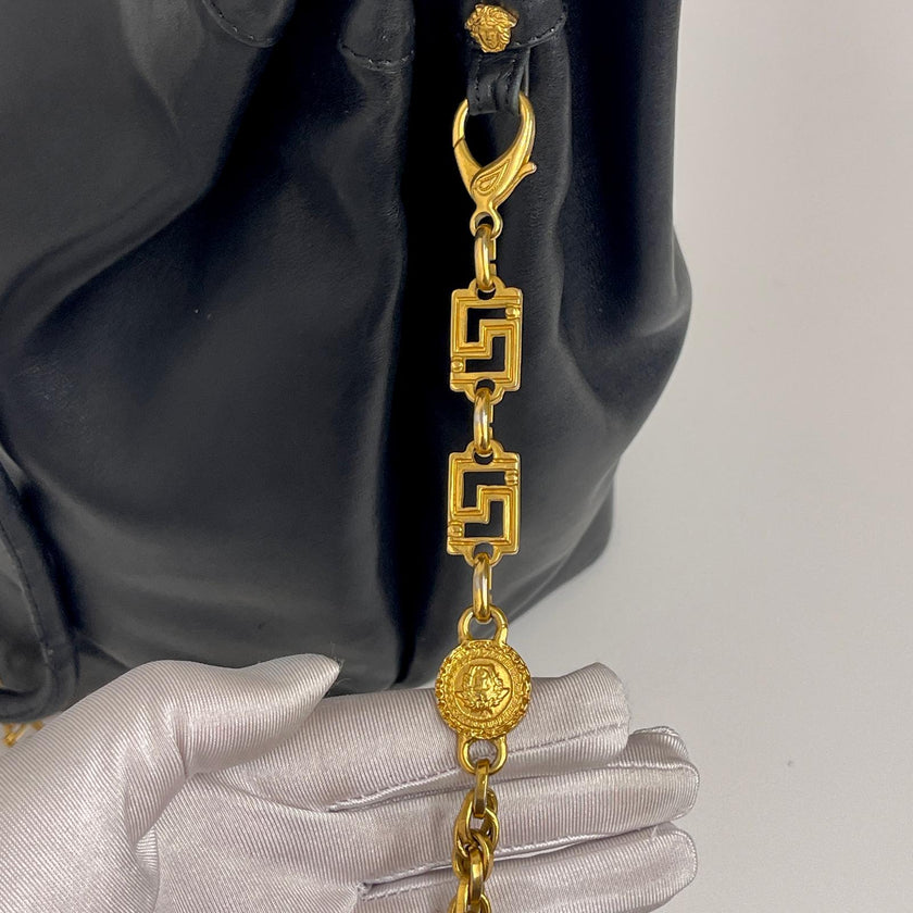 Gianni Versace Couture Medusa Maxi Sacca Vintage in Pelle Nera