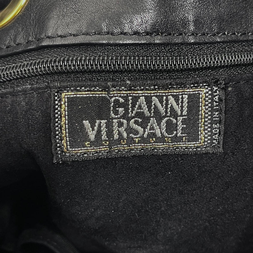 Gianni Versace Couture Medusa Maxi Sacca Vintage in Pelle Nera