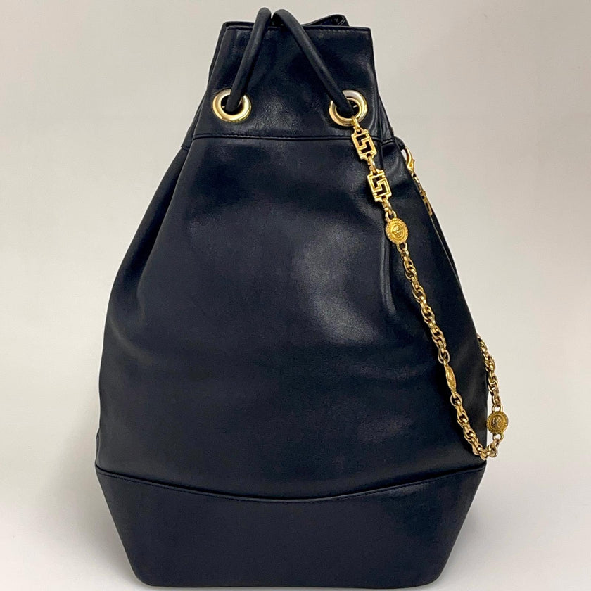 Gianni Versace Couture Medusa Maxi Sacca Vintage in Pelle Nera