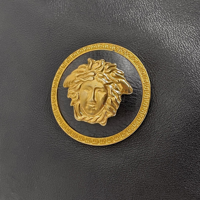 Gianni Versace Couture Medusa Maxi Sacca Vintage in Pelle Nera