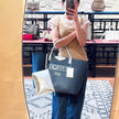 Givenchy Borsa Antigona Shopping Bag in pelle di vitello blu e argento con pochette