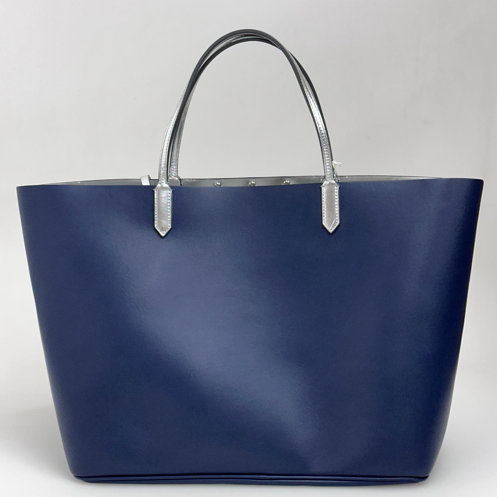 Givenchy Borsa Antigona Shopping Bag in pelle di vitello blu e argento con pochette