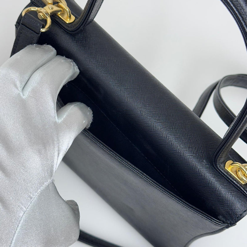 Givenchy Borsa Vintage Sacs à Main Nera in Pelle Saffiano con Tracolla