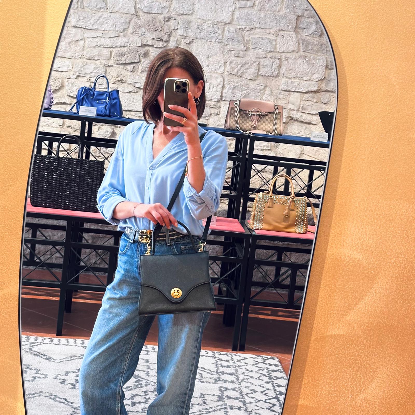 Givenchy Borsa Vintage Sacs à Main Nera in Pelle Saffiano con Tracolla