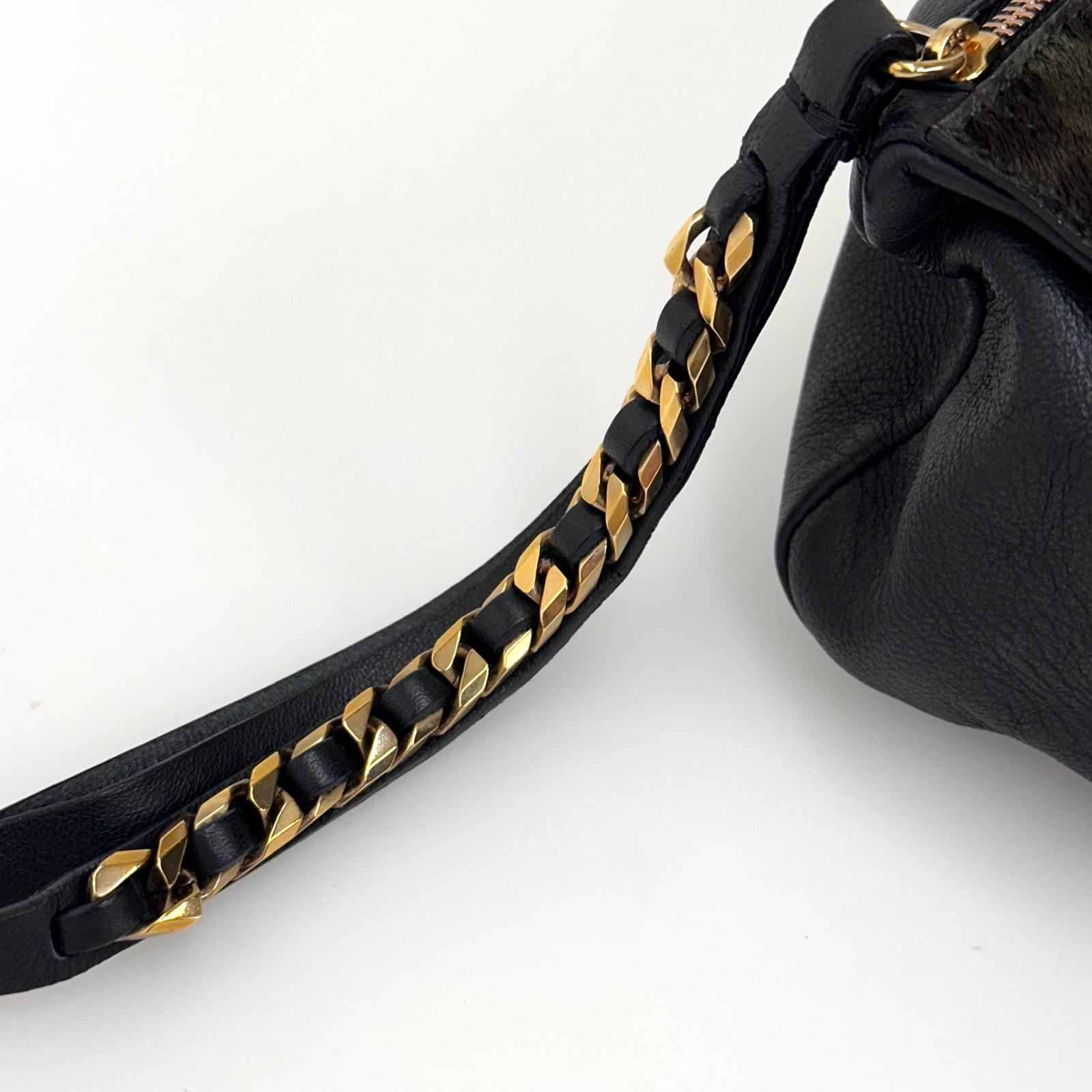 Givenchy Borsa mini clutch Pandora con laccio – cavallino leopardato e pelle nera