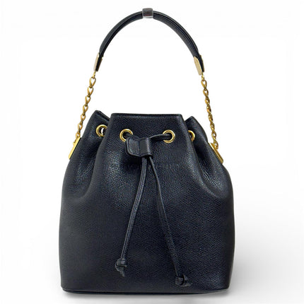 Givenchy borsa a mano secchiello mini vintage in pelle martellata nera