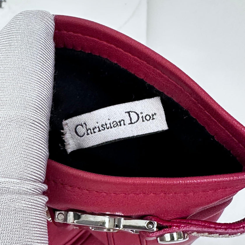 Guanti Christian Dior in pelle rossa con logo CD