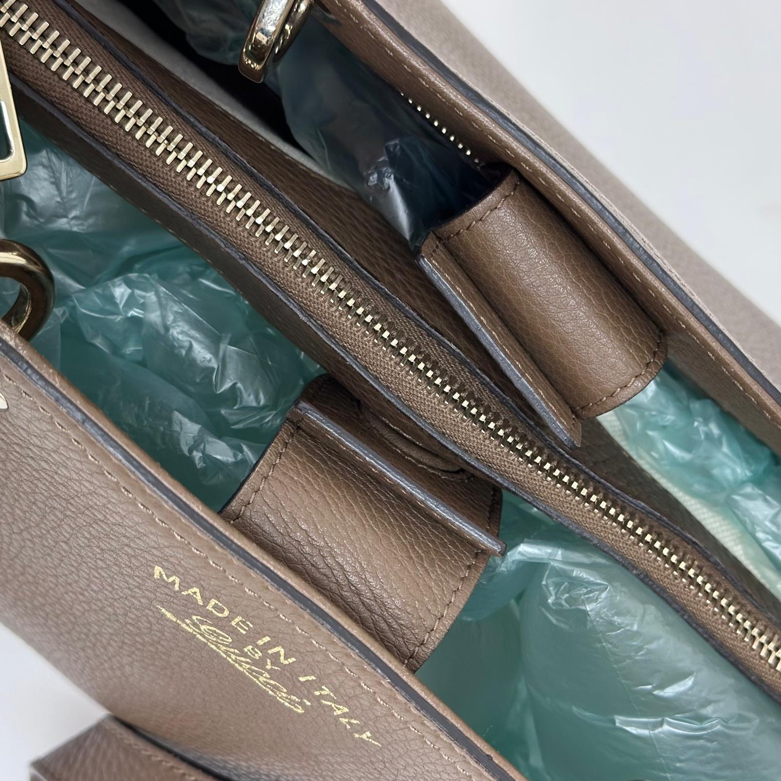 Gucci Bamboo Borsa Shopper Taupe in Pelle con Tracolla