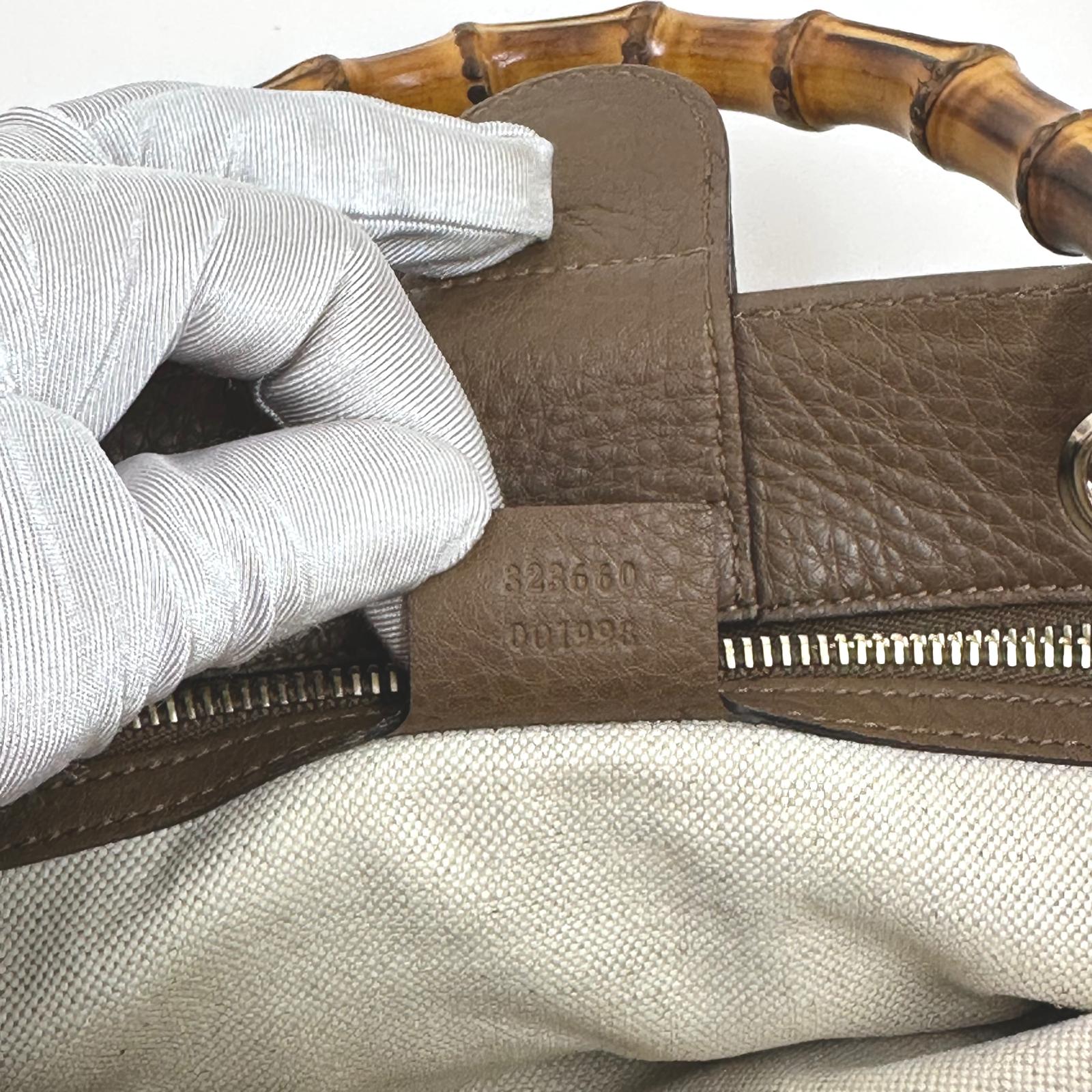 Gucci Bamboo Borsa Shopper Taupe in Pelle con Tracolla